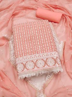 embellished embroidered unstitched dress material 1
