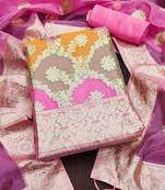 ethnic motifs woven design organza dress material