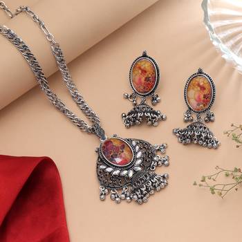 Festive multi color mirror work oxidised necklace crafted for navratri garba nights 3