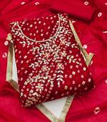 bandhani beads & stones unstitched dress material