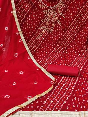 bandhani beads & stones unstitched dress material 3