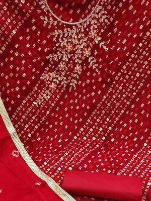 bandhani beads & stones unstitched dress material 4