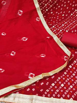 bandhani beads & stones unstitched dress material 5