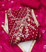 embroidered beads & stoned unstitched dress material