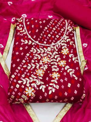 embroidered beads & stoned unstitched dress material 2