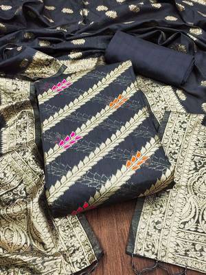 ethnic motifs woven design organza dress material 1
