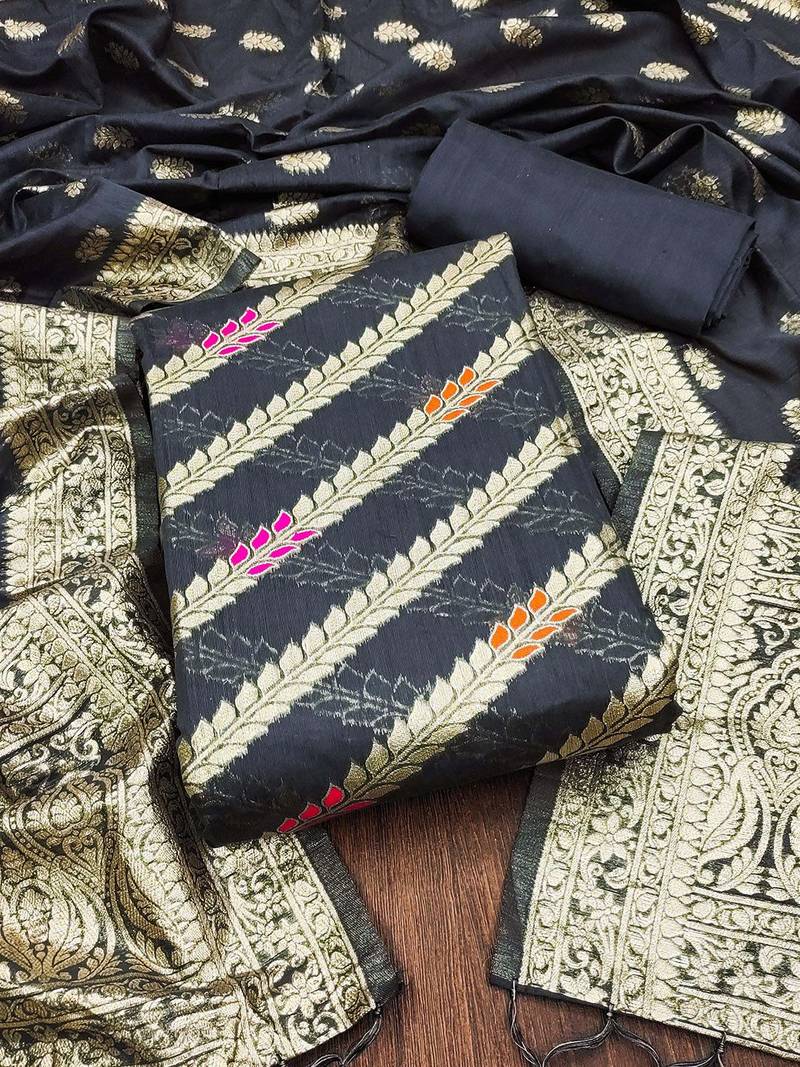 Ethnic Motifs Woven Design Organza Dress Material