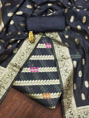 ethnic motifs woven design organza dress material 2