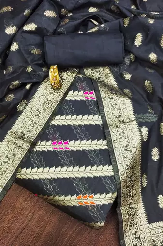 Ethnic Motifs Woven Design Organza Dress Material