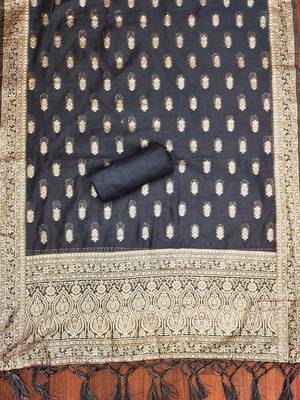 ethnic motifs woven design organza dress material 4