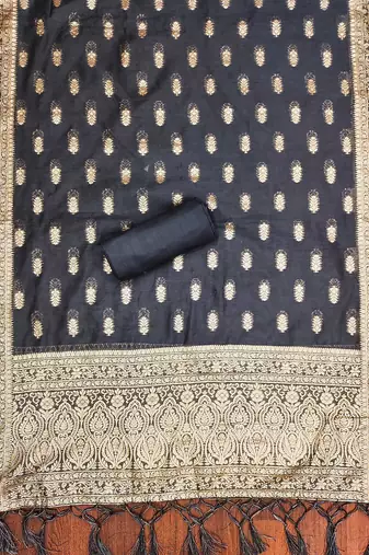Ethnic Motifs Woven Design Organza Dress Material