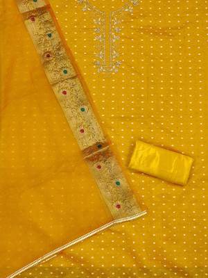 ethnic motifs woven design cotton unstitched dress material 3