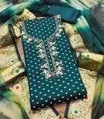 ethnic motifs woven design beads and stones cotton unstitched dress material