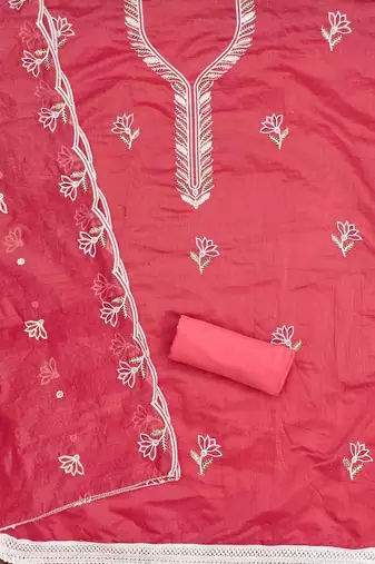 women cotton blend embellished dress material