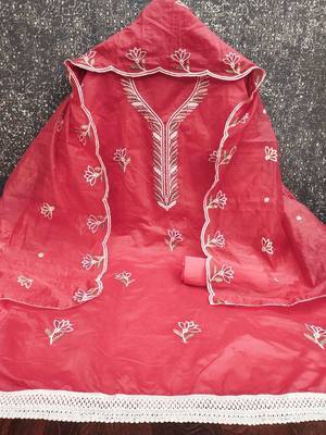 women cotton blend embellished dress material 3