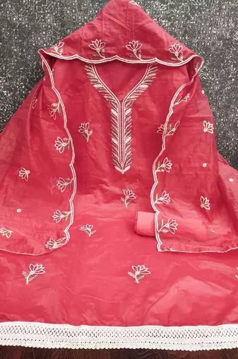women cotton blend embellished dress material