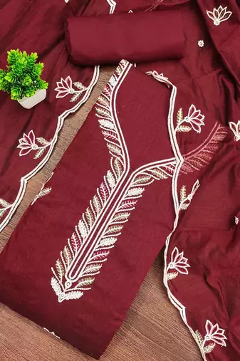 women cotton blend embellished dress material