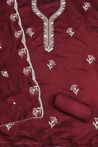 women cotton blend embellished dress material