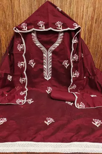 women cotton blend embellished dress material