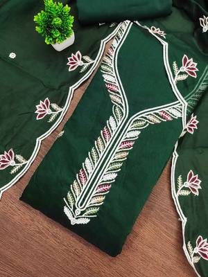 women cotton blend embellished dress material 1