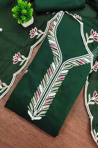 women cotton blend embellished dress material