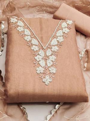 floral embroidered unstitched dress material 2