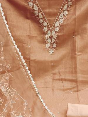 floral embroidered unstitched dress material 4