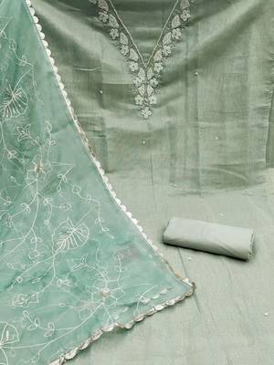 floral embellished beads deatiled unstitched dress material 3