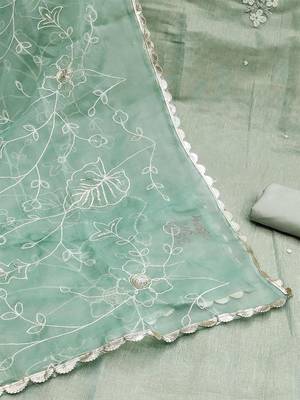 floral embellished beads deatiled unstitched dress material 5