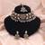 Delicate light green & light pink color turkish kundan necklace set for celebrations