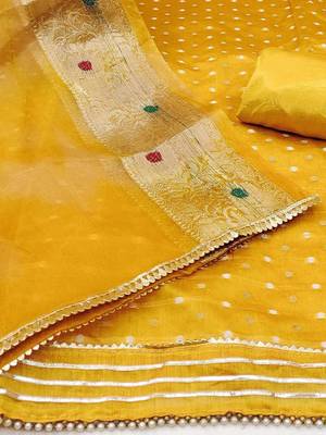 polka dots woven design unstitched dress material 3