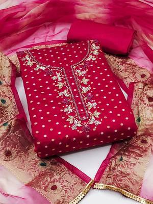 polka dots woven design unstitched dress material 1