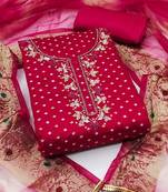 polka dots woven design unstitched dress material