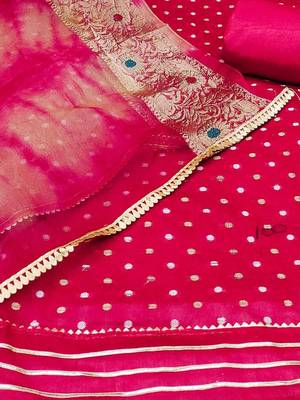 polka dots woven design unstitched dress material 3