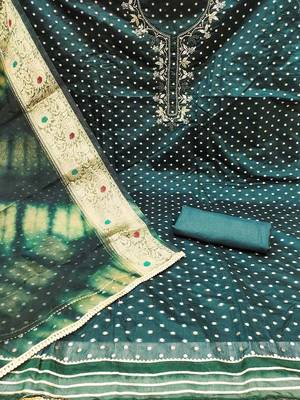 polka dots woven design zari unstitched dress material 2