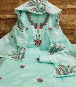 floral embroidered art silk unstitched dress material