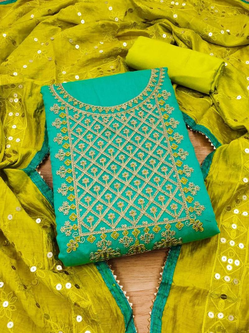 Ethnic Motifs Embroidered Unstitched Dress Material