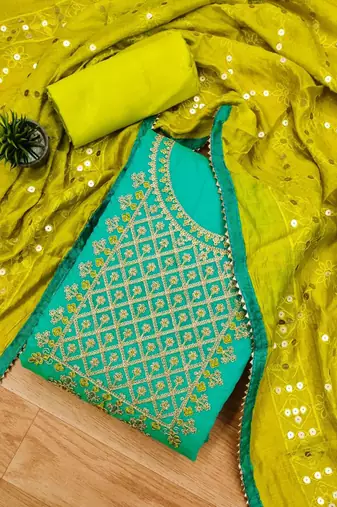 Ethnic Motifs Embroidered Unstitched Dress Material
