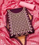 ethnic motifs embroidered unstitched dress material