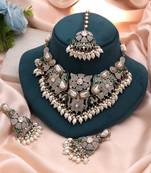 Pure crystal white color turkish kundan necklace set for formal evening outfits