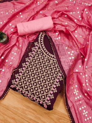 ethnic motifs embroidered unstitched dress material 2