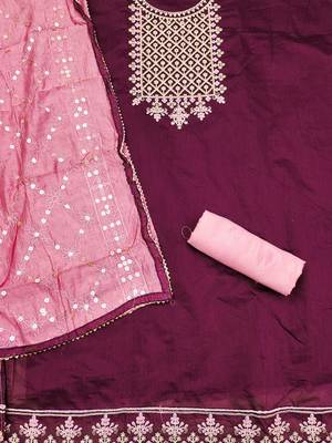 ethnic motifs embroidered unstitched dress material 3