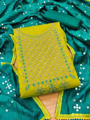 Ethnic Motifs Embroidered Unstitched Dress Material 1