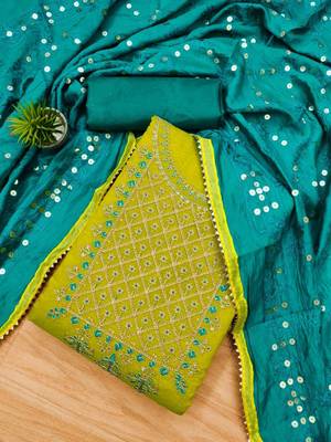 Ethnic Motifs Embroidered Unstitched Dress Material 2