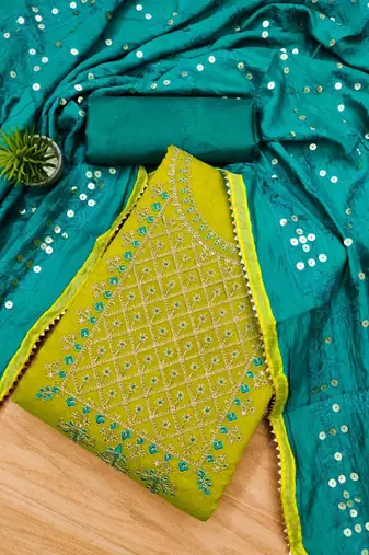 Ethnic Motifs Embroidered Unstitched Dress Material