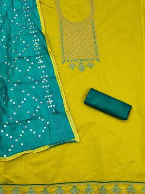 Ethnic Motifs Embroidered Unstitched Dress Material 3