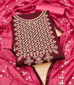 ethnic motifs embroidered chanderi silk unstitched dress material
