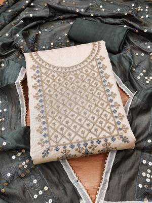ethnic motifs embroidered unstitched dress material 1
