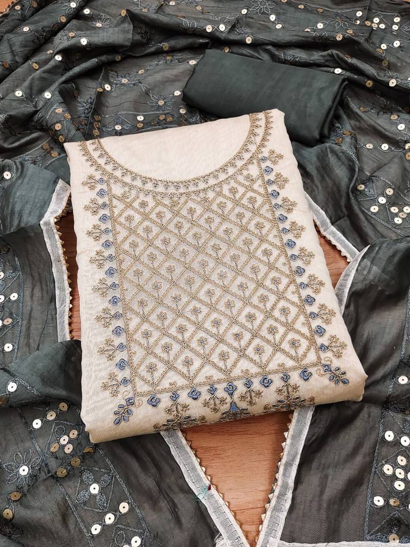 Ethnic Motifs Embroidered Unstitched Dress Material