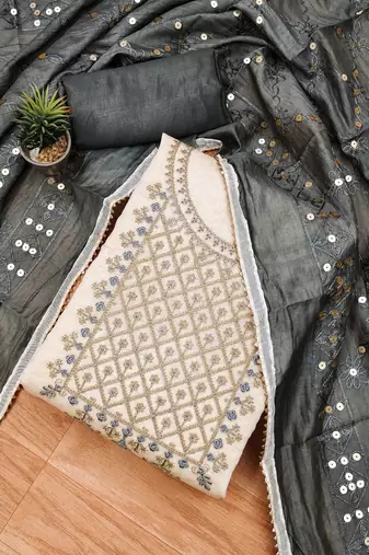 Ethnic Motifs Embroidered Unstitched Dress Material